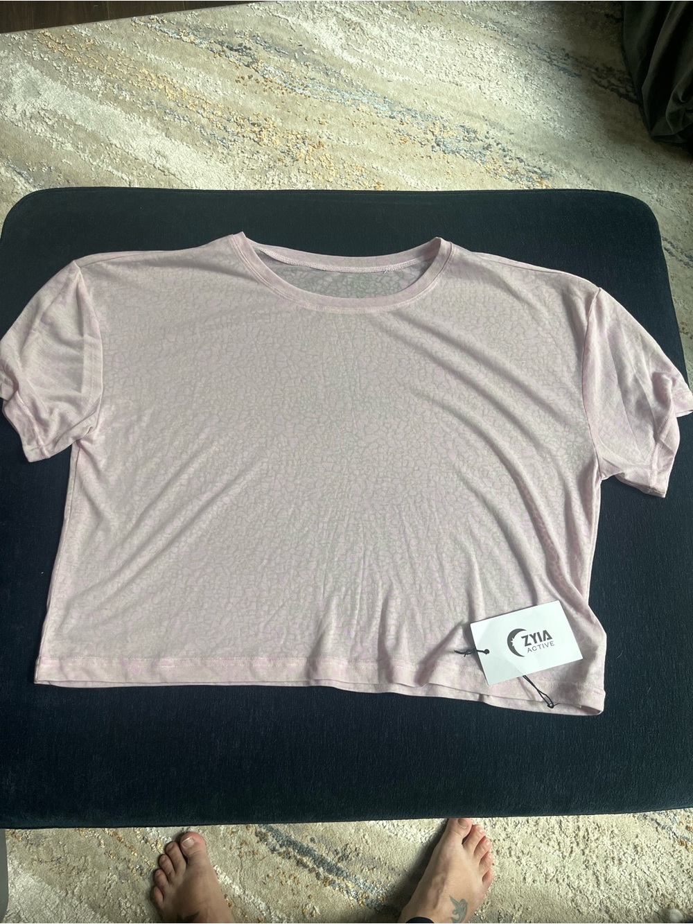 Zyia Active Women's Light Pink Cropped Crew Tee